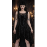 Vestido Corto Asimétrico de Terciopelo Negro