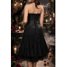 Vestido Bustier de Satén Negro con Falda de Tul
