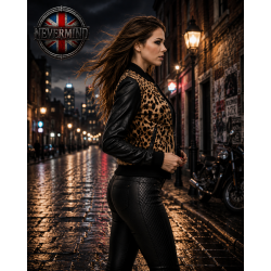 Jacke in Lederoptik mit Leopardenmuster