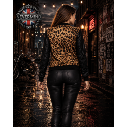 Jacke in Lederoptik mit Leopardenmuster