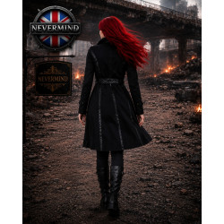Black Trench Coat with Faux Leather Collar