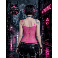Top de Rejilla Rosa con Motivos de Estrellas