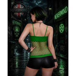 Top in Rete Verde con Maglia a Rombi