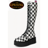 Bottes plateforme The Uprising 30 œillets à damier noir et blanc.