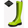 Rangers Nevermind Shadow Command 30 œillets en cuir verni vert citron avec semelle en caoutchouc naturel.