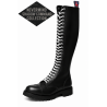 Nevermind Shadow Command black leather rangers with 30 eyelets, white laces and a treaded sole.
