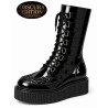 Bottes creepers noires vernies Nevermind en cuir avec semelle plateforme en gomme, lacets et brides à boucles.