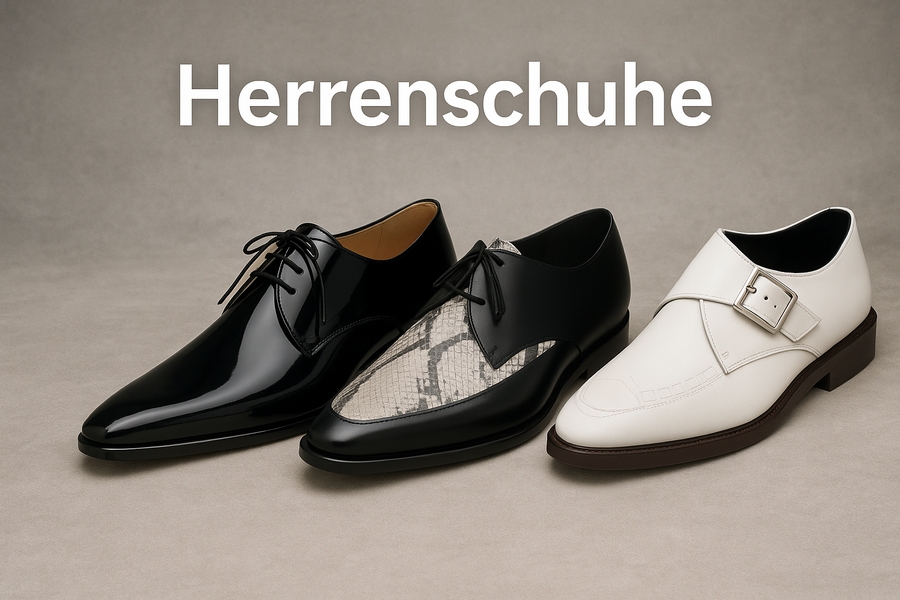 Herrenschuhe aus Leder in Schwarz, mit Snake-Print und weißem Modell, stilvolle City-Schuhe für Damen? Autor Kontext: Herrenschuhe.