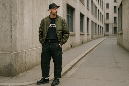 "Streetwear outfit with Nevermind Creepers with 3 cm simple sole"
