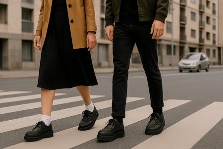 "Lifestyle: Nevermind Creepers with simple 3 cm sole worn in urban style"