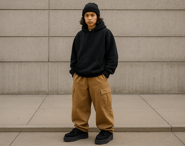 Streetwear outfit with creepers and oversized pants