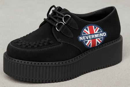 Close-up of a pair of black Nevermind creepers with thick soles