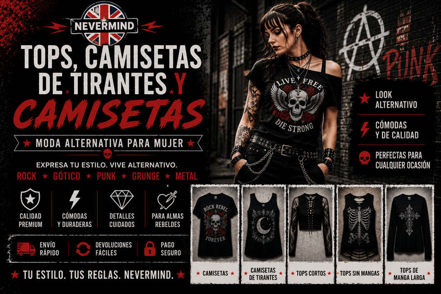 Colección de tops, camisetas de tirantes y camisetas para mujer Nevermind