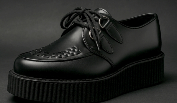 Creepers Nevermind clásicos en cuero negro con suela gruesa inspirados en los años 50