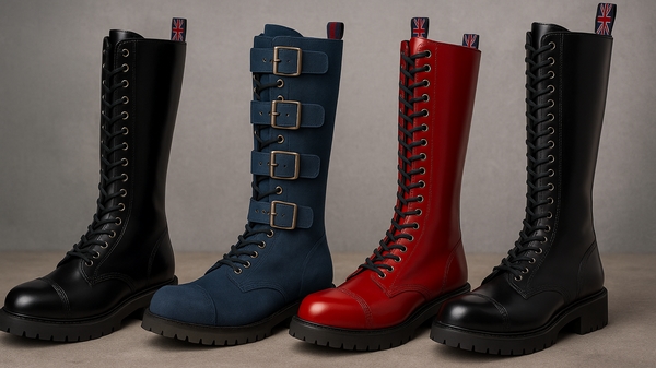 Rangers Nevermind 20-eyelet leather boots, rebellious punk look