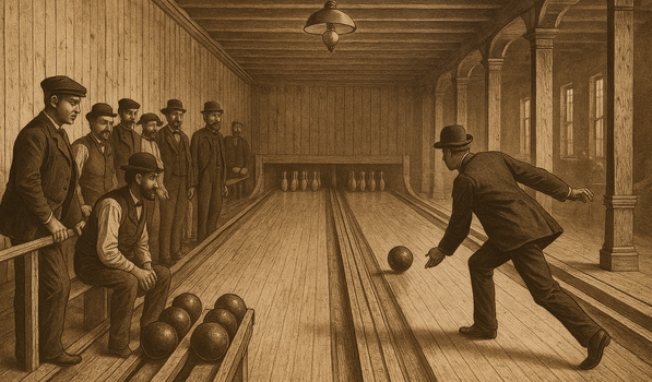First indoor bowling alley in New York in the 19th century