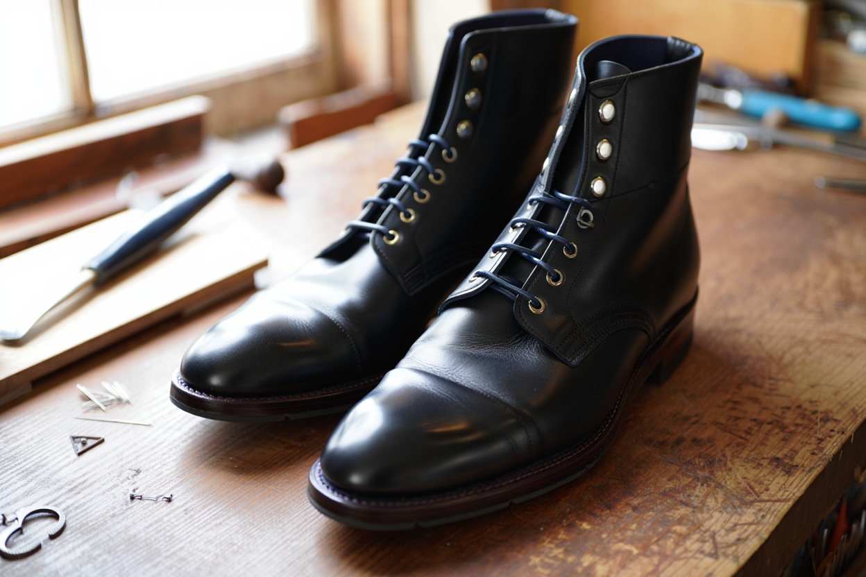 Handcrafted leather ankle boots