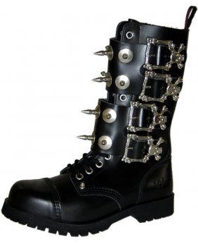 Anfibi 8 fori nevermind in pelle nera nappa: stile militare